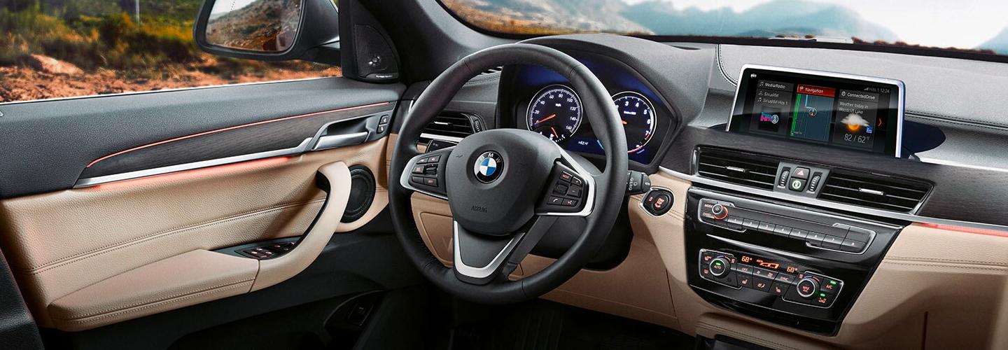 BMW X1 interior dash and infotainment system.