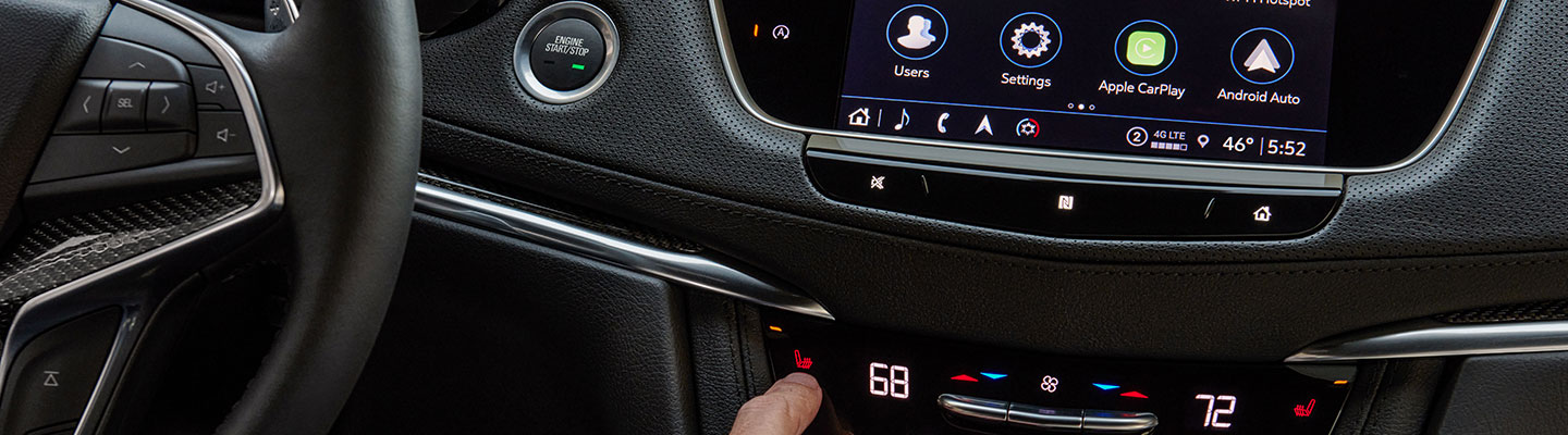 dash board and technology shown in car