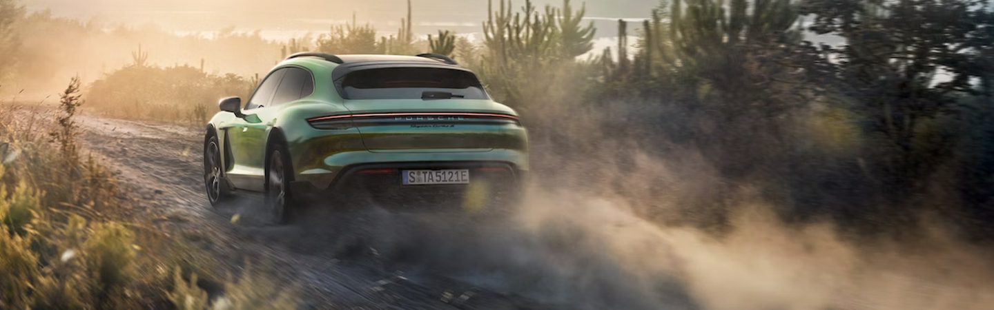 2024 Porsche Taycan Cross Turismo Specs back side in green