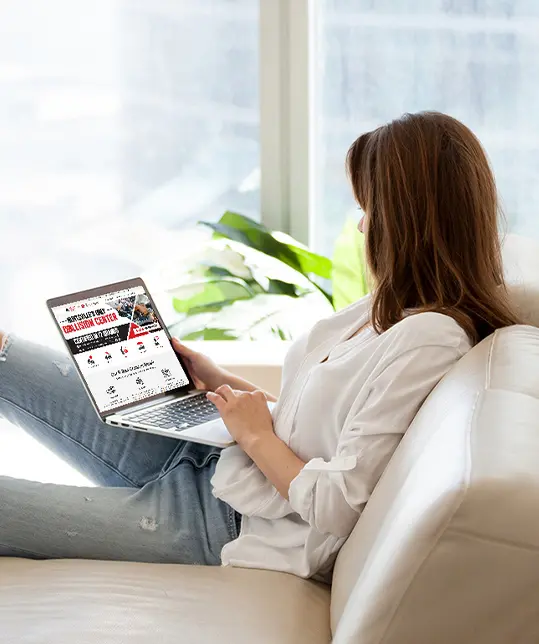 customer following repair online on laptop