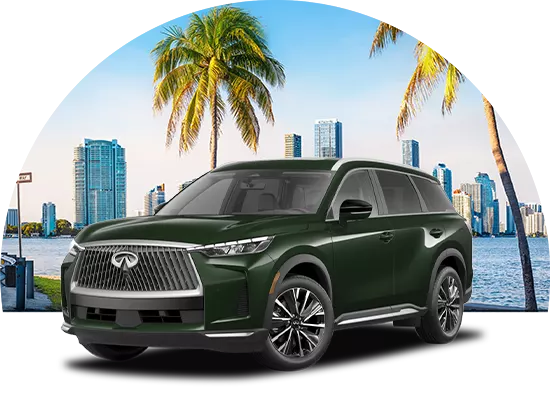 INFINITI SUV in front of landscape of Miami