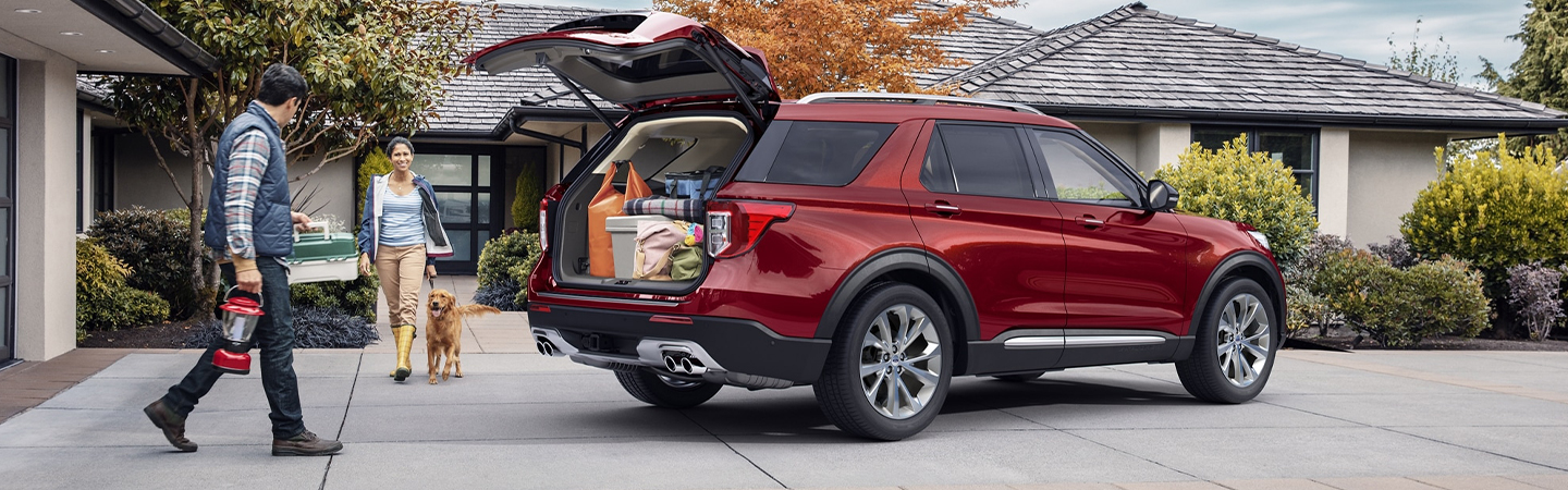  2024 Ford Explorer red color backview
