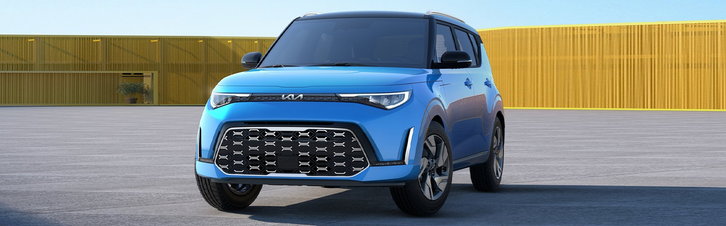 2024 Kia Soul Specs front side in blue colour