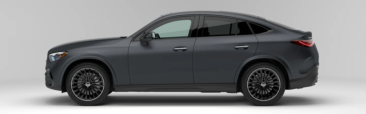 2024 Mercedes-Benz GLC Coupe grey color and side view 