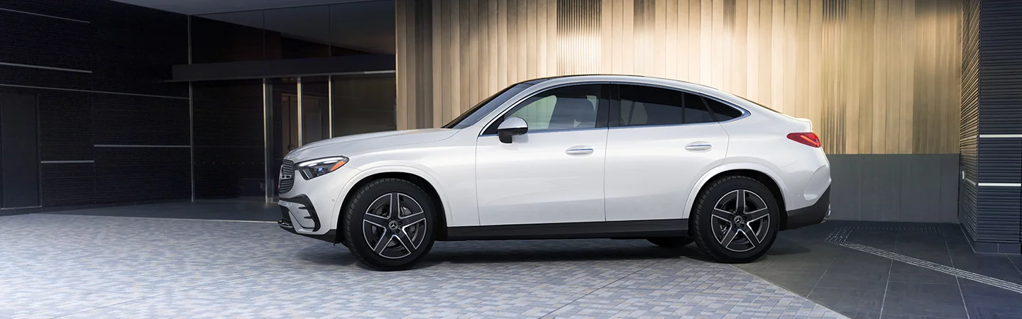 2024 Mercedes-Benz GLC Coupe white color and side view