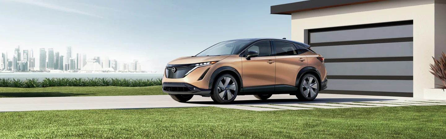 2024 Nissan ARIYA Specs color gold and side view