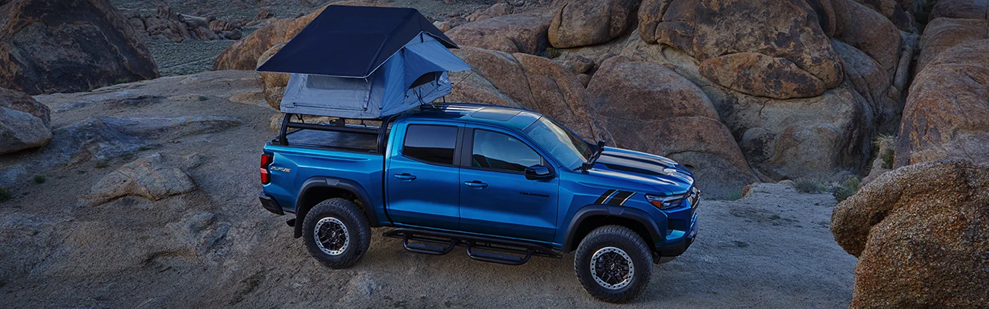 2024 Chevrolet Colorado Specs color blue and side view