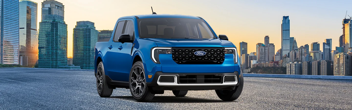 front view of a blue 2026 Ford Maverick XL
