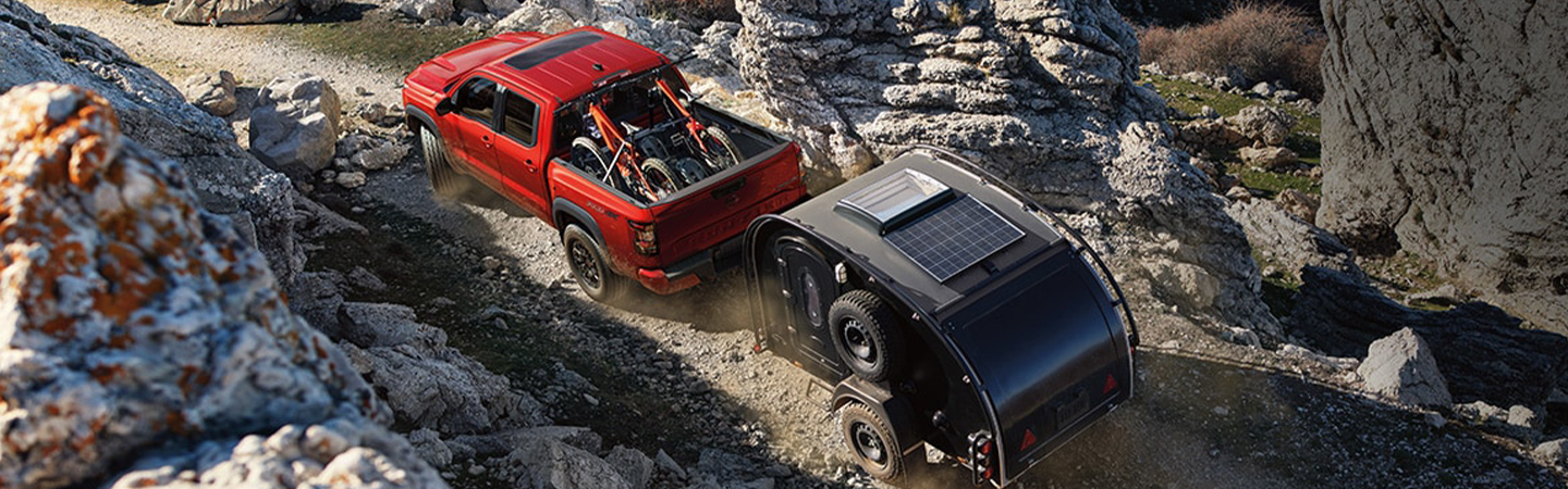 2024 Nissan Frontier Specs top view in red