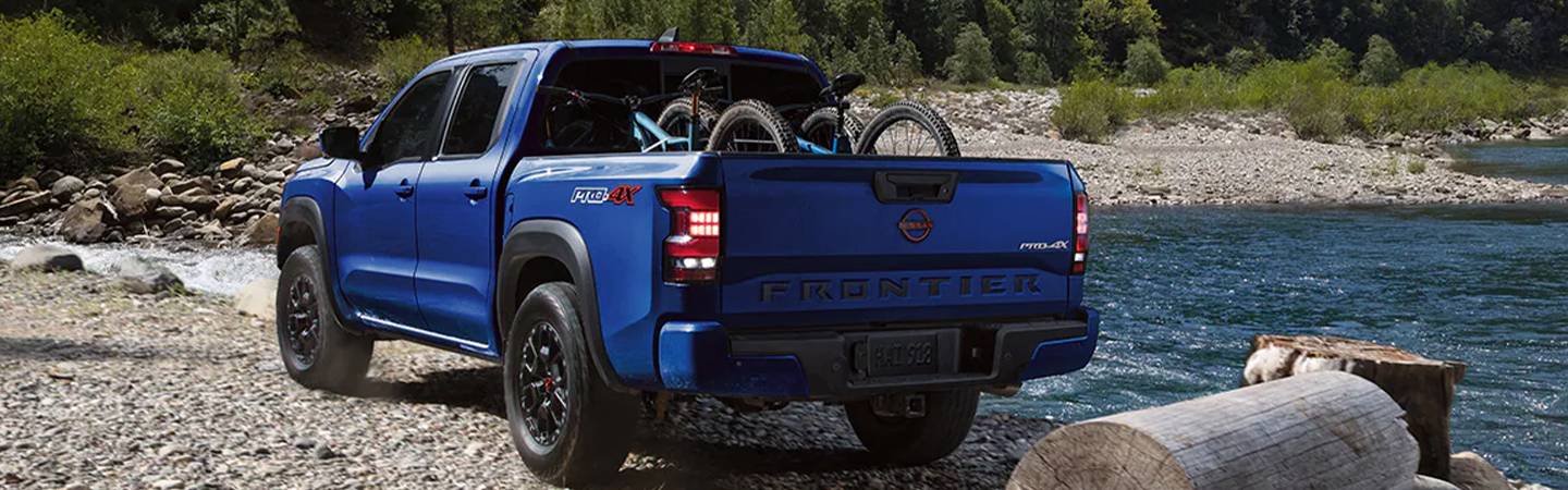 2024 Nissan Frontier Specs back side in blue