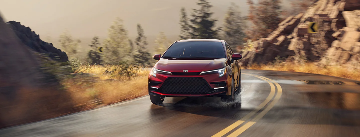 front view of a red 2026 Toyota Corolla