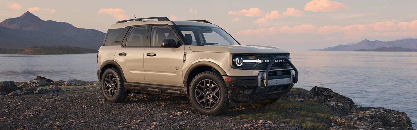 2025 Ford Bronco Base parked at scenic lake