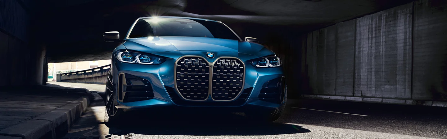 grill fron t Blue BMW