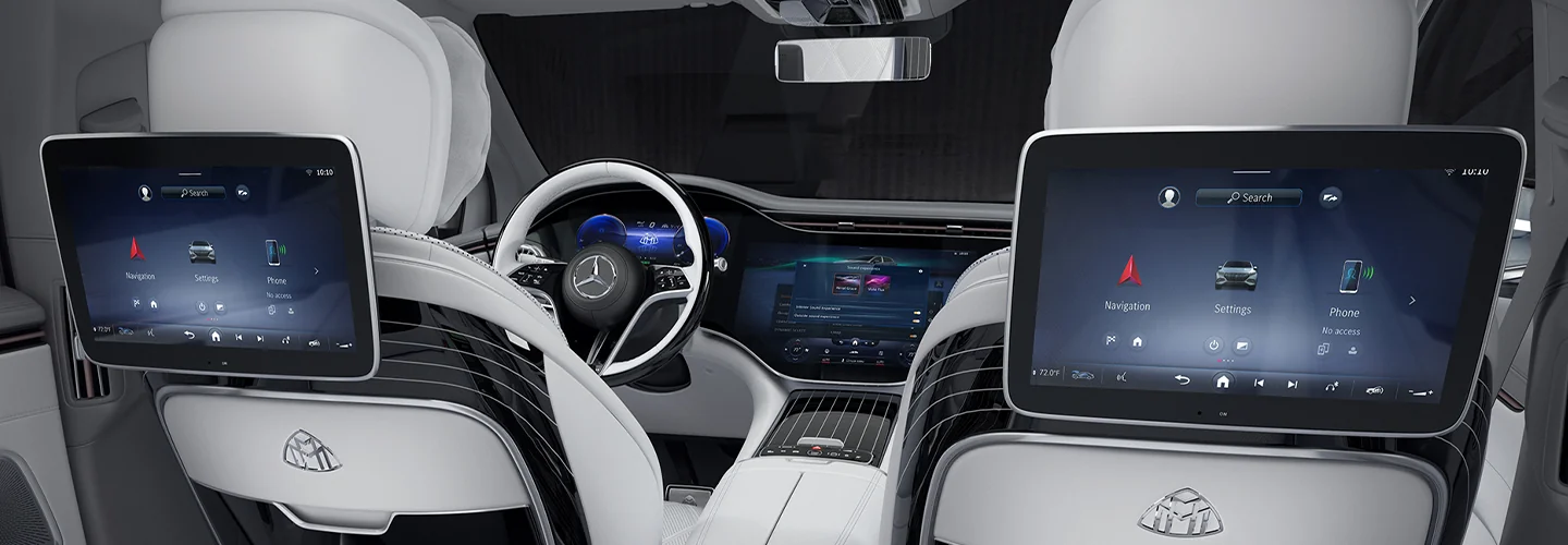 Interior view of the tech of a 2025 Mercedes-Benz EQS Maybach