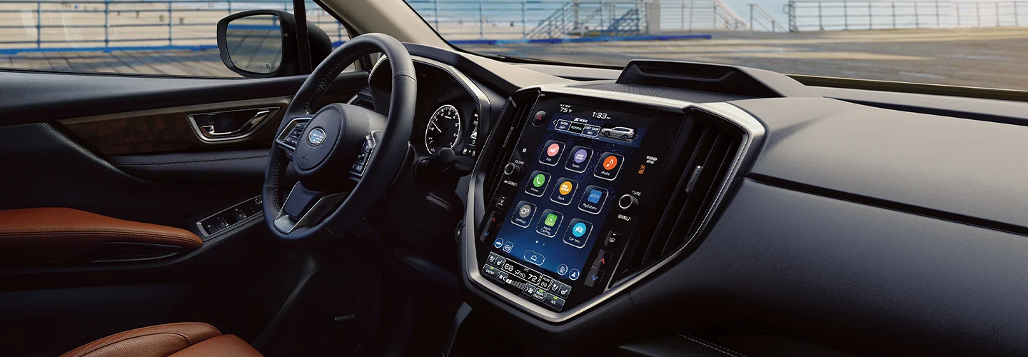 Interior view of the dashboard and tech in a Subaru Ascent in Chattanooga, TN