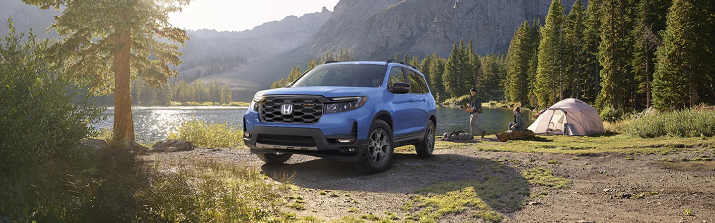 2025 Honda Passport color blue and front view