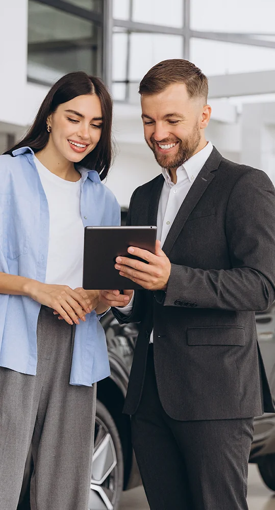 Sales person going over finances with customer