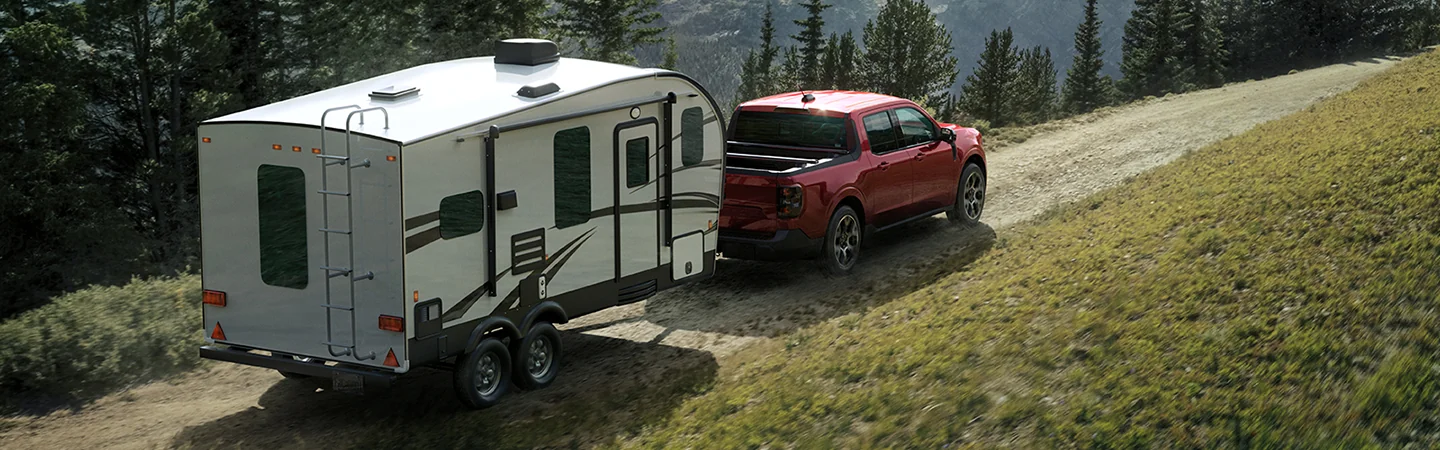 2025 Ford Maverick Specs 
        color red and side view