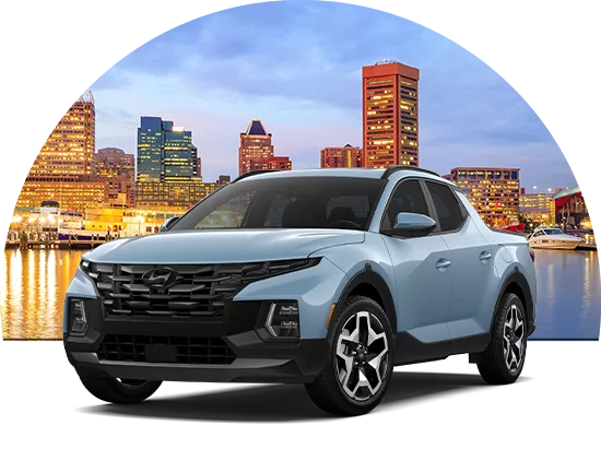 Hyundai SUV Parked in front of a cityscape