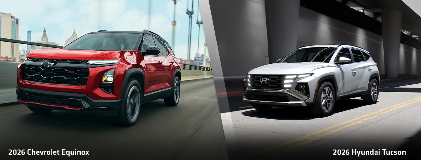 Side by side of a Chevrolet Trax and a Toyota Corolla Cross