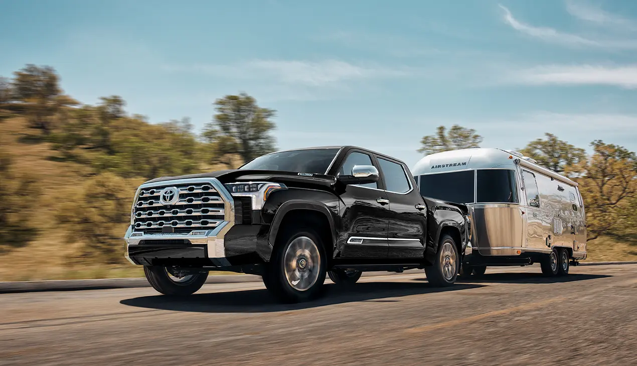 new truck pulling a camper