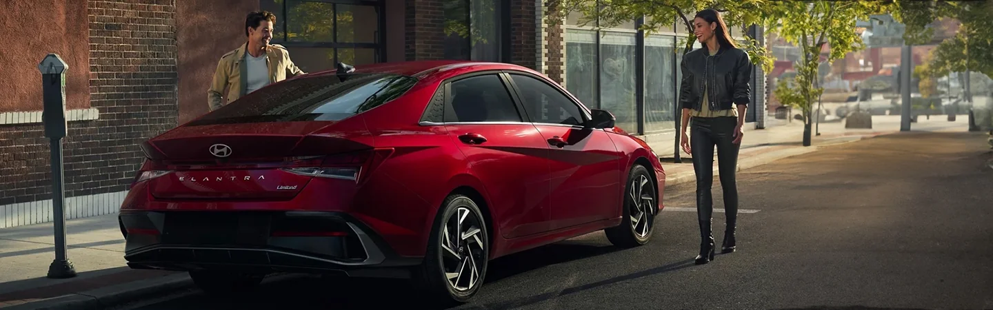 2024 Hyundai Elantra Specs back side view red