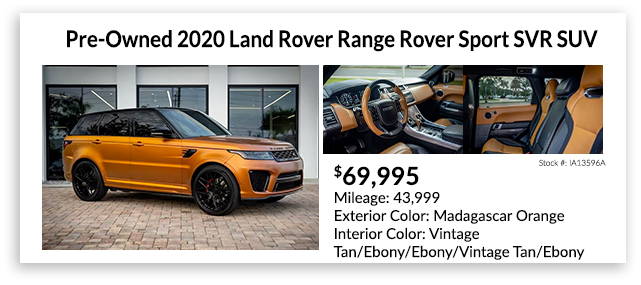 PRE-OWNED 2020 LAND ROVER RANGE ROVER SPORT SVR SUV
