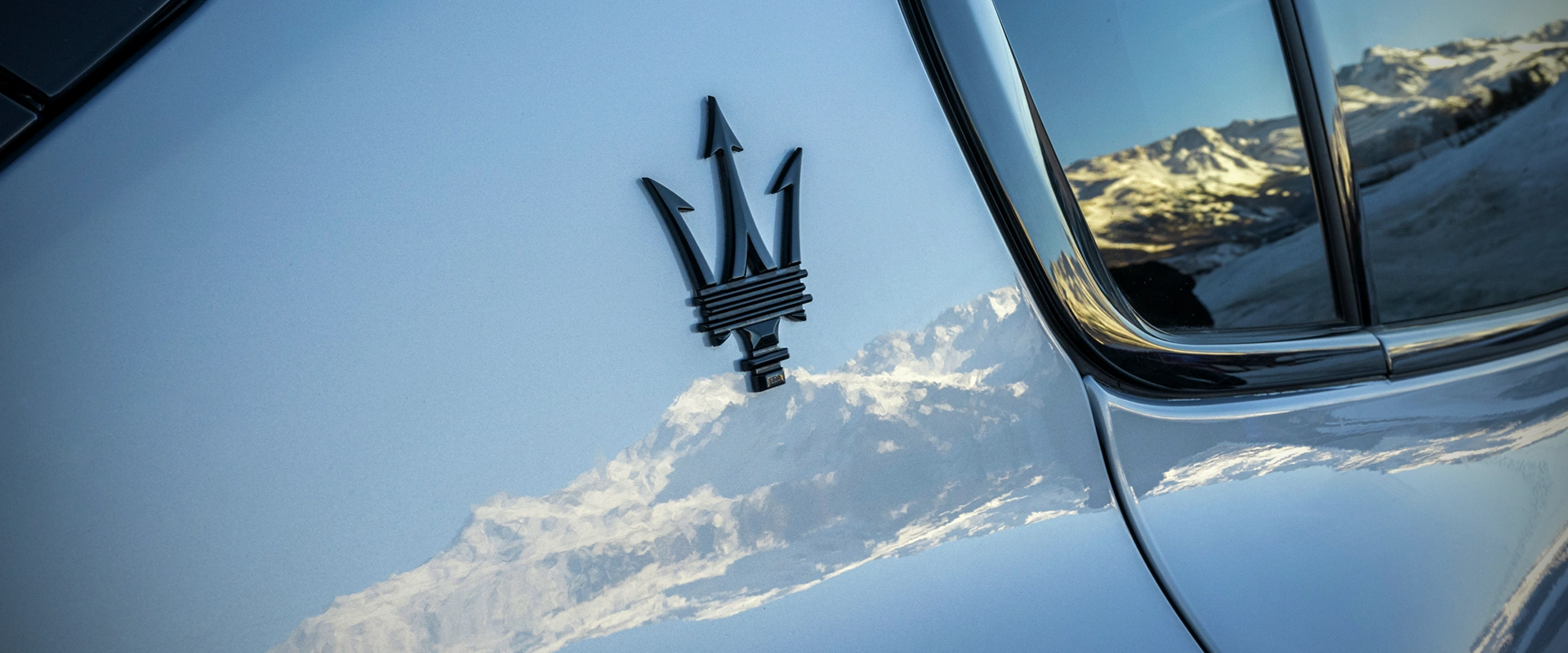 closeup on Maserati logo