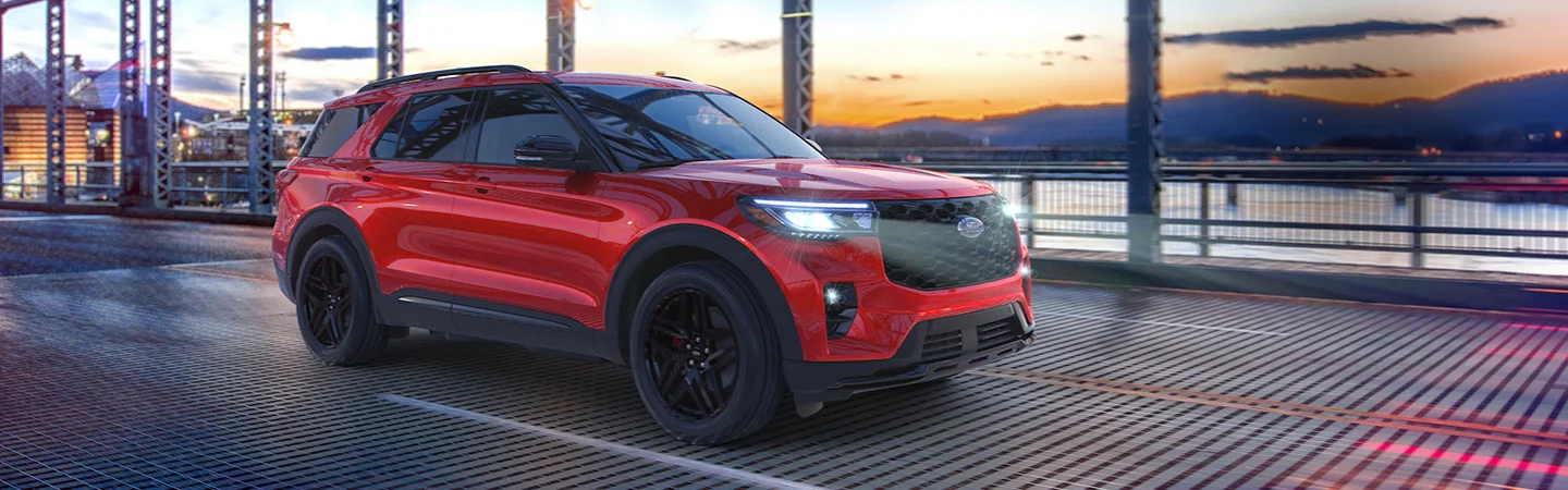 red 2026 Ford Explorer driving