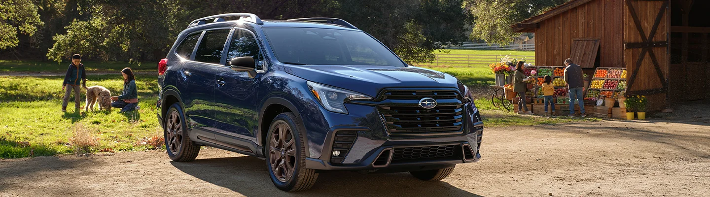 Subaru SUV parked outside farmers market