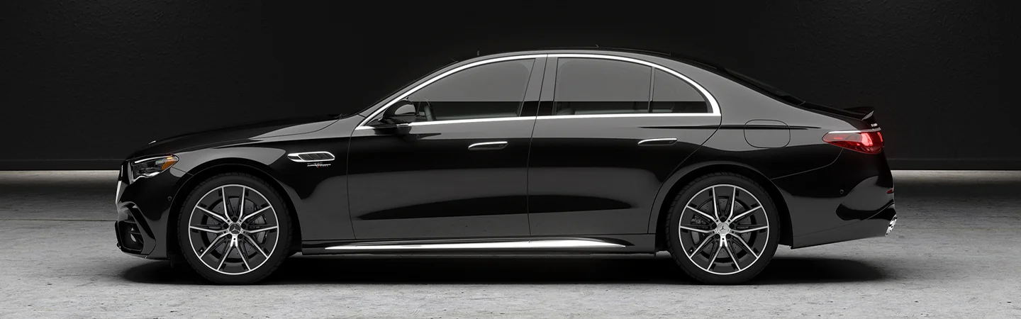 Mercedes-Benz E-Class black car with side view