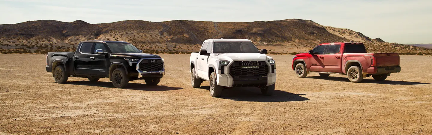 three 2026 Toyota Tundra in desert