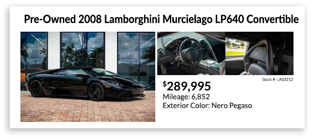PRE-OWNED 2008 LAMBORGHINI MURCIELAGO LP640 CONVERTIBLE
