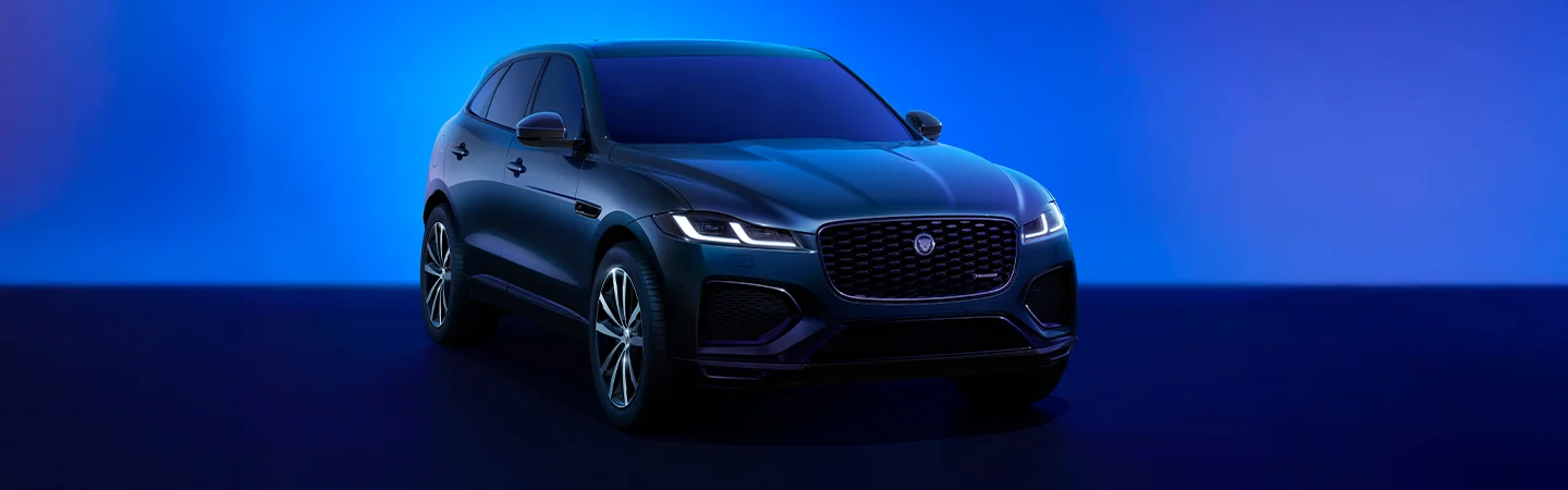 blue 2025 Jaguar F-PACE front view