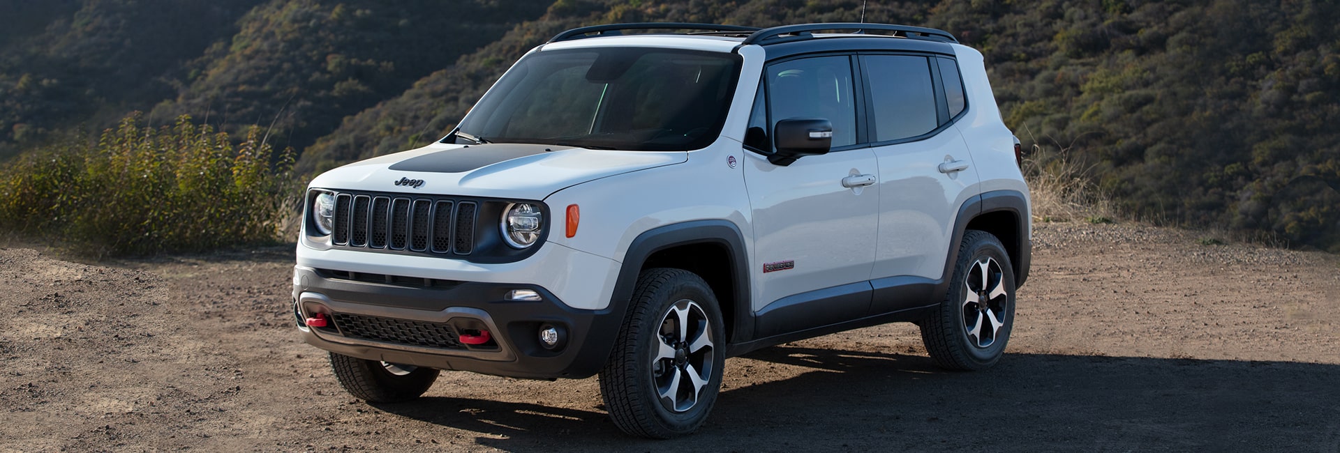 Front view of a white 2021 Renegade