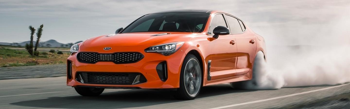 Orange Stinger driving in the desert