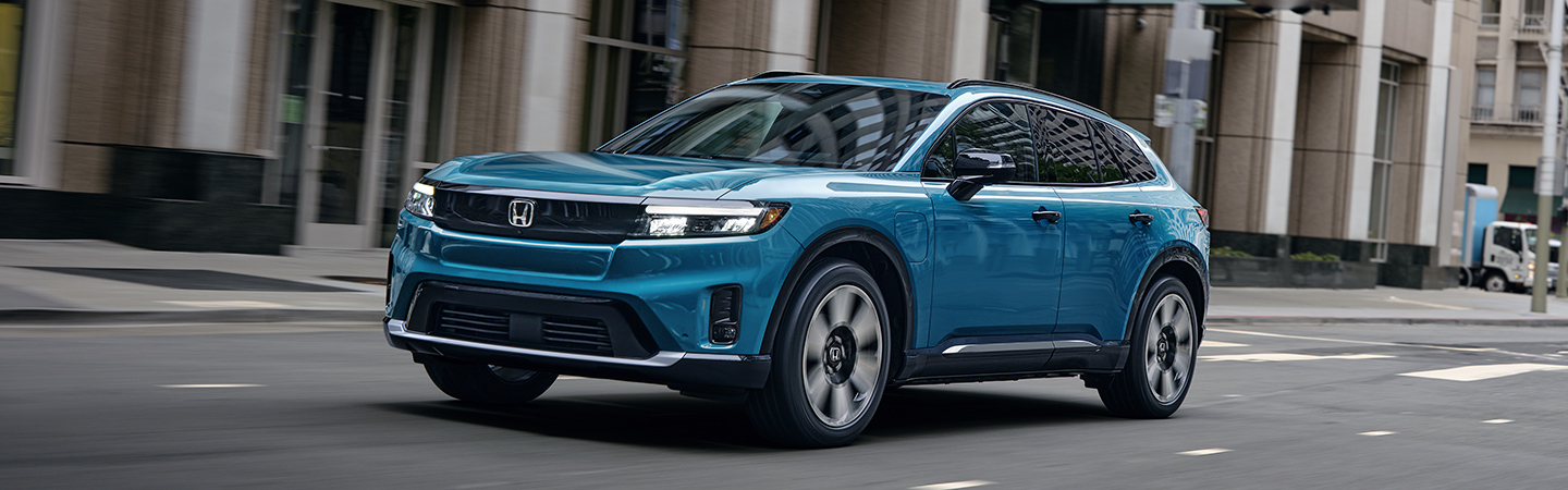 2024 Honda CR-V vs Prologue sky-blue color front view