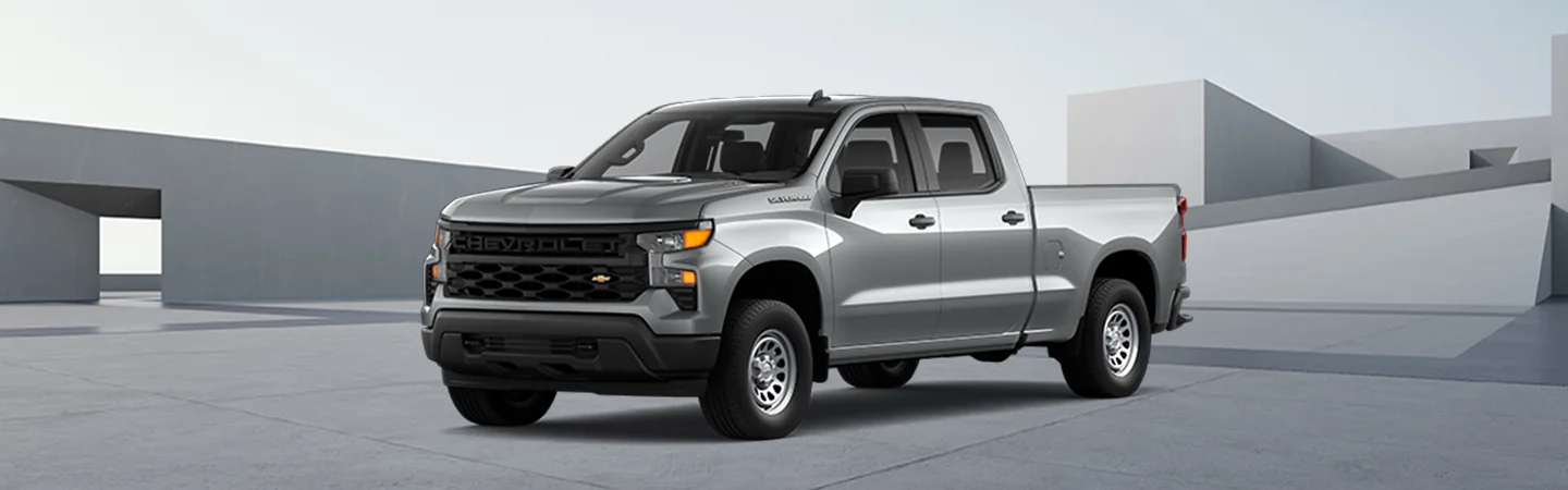 2025 Chevrolet Silverado 1500 color grey and front view