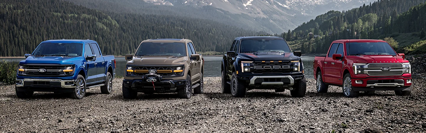 2025 RAM 1500 vs Ford F-150 color red and front view