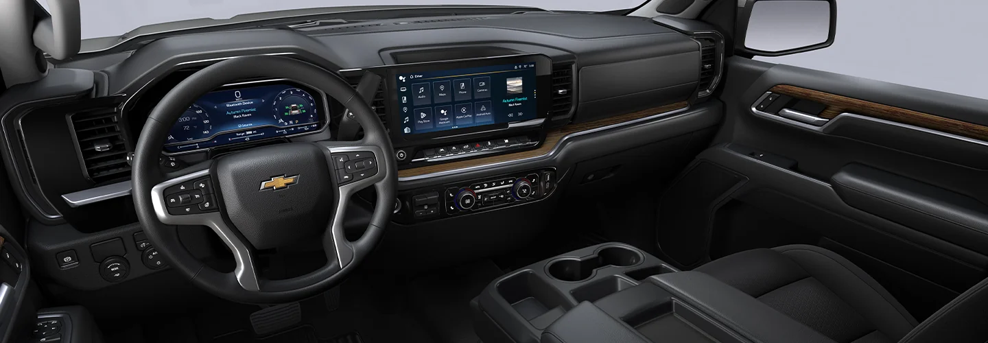 Interior view of the dashboard of a 2025 Chevrolet Silverado 1500