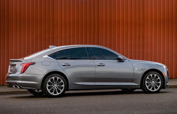 Side profile view of the 2021 CT5 in motion