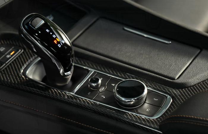 Close up view of the shifter for the 2021 Cadillac CT5