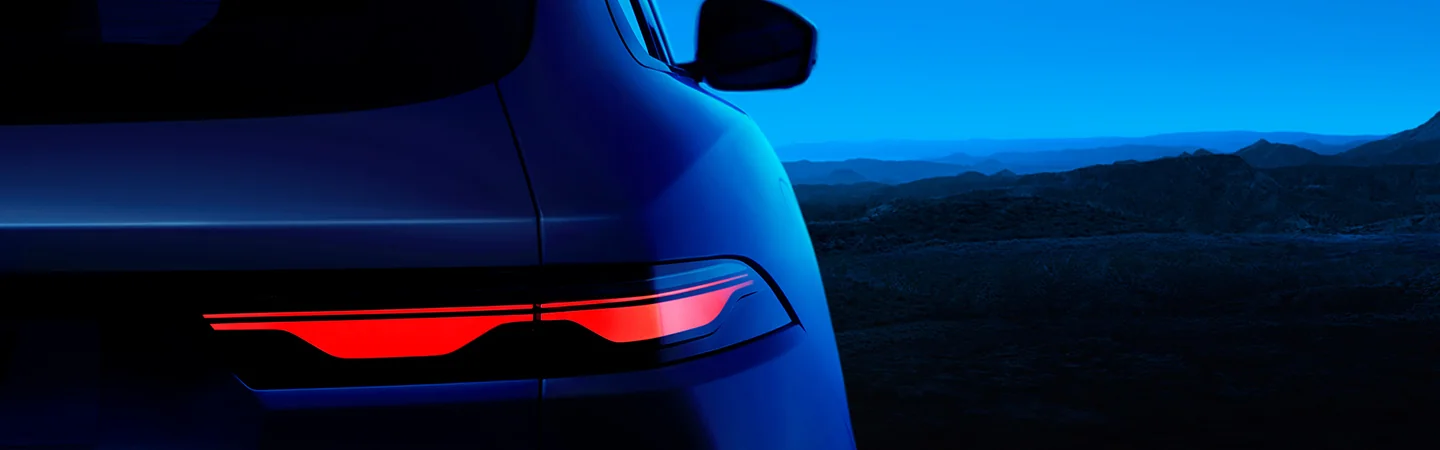 View of the rear tail light of a 2026 Jaguar F-PACE