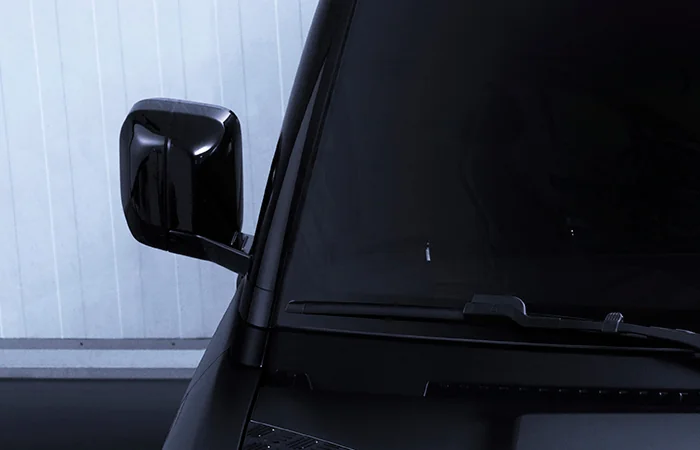 Close up of the mirror of a 2025 Defender