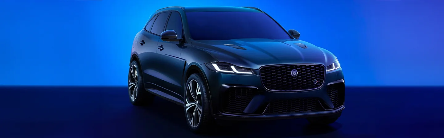 2025 Jaguar F-PACE Specs front side in blue