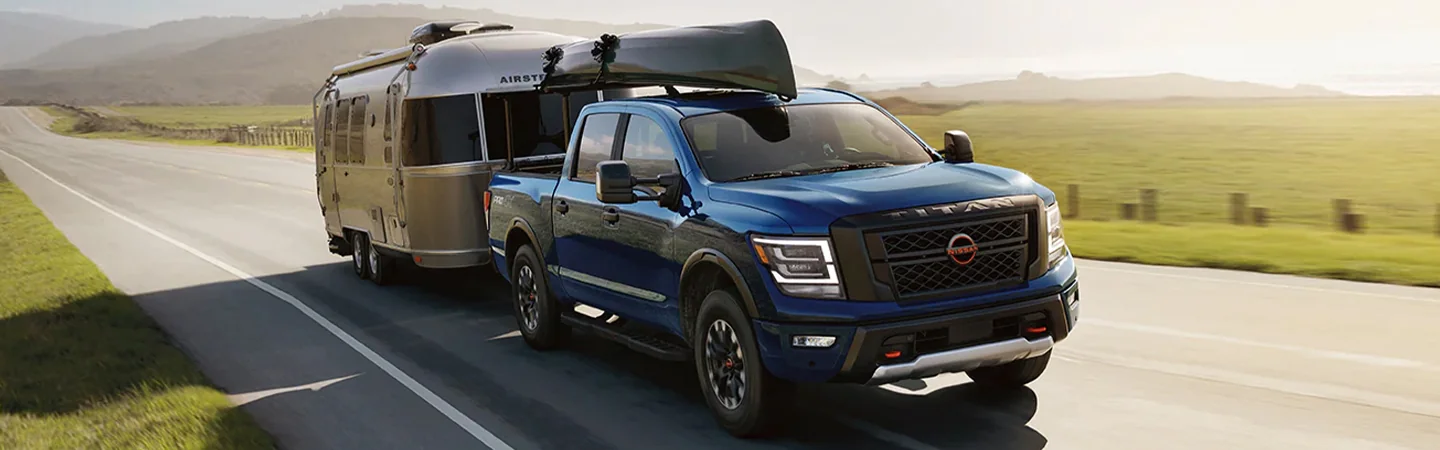 2024 Nissan Titan Specs front sid3e in blue