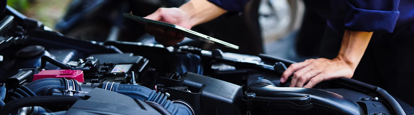 MINI service being done on an engine