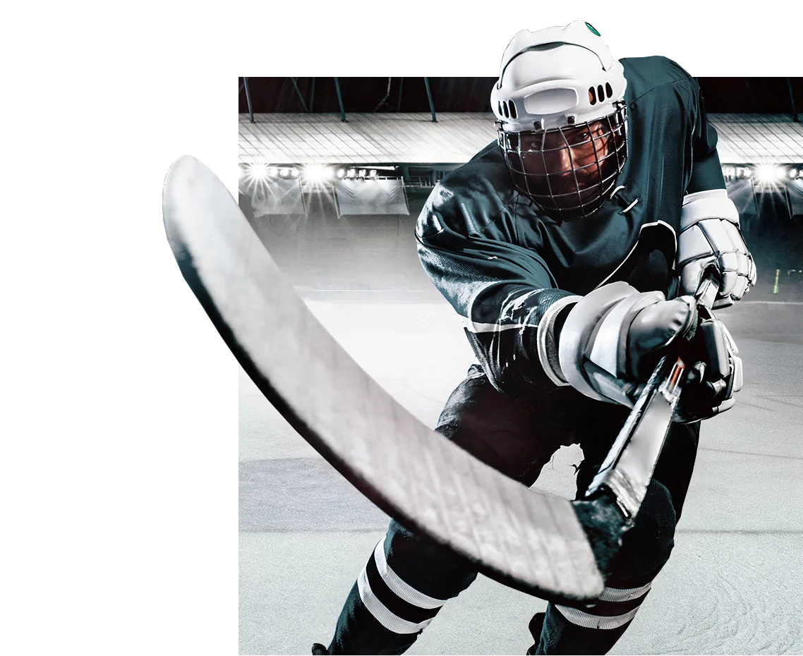 Hockey player taking a shot