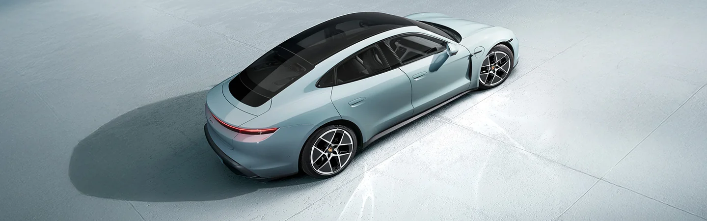 top view of a 2025 Porsche Taycan
