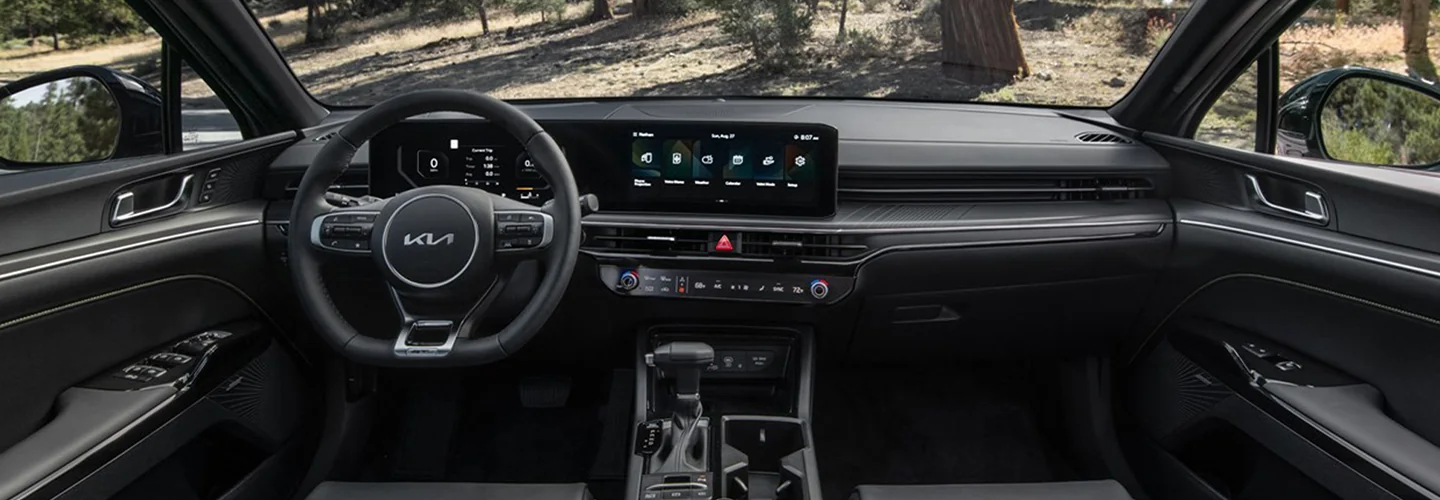 Inside view of a Kia vehicle